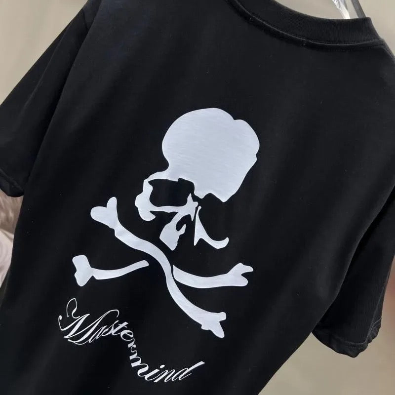 Mastermind Casual Oversized Cotton T-Shirt - Dark Skull Print For Men And Women