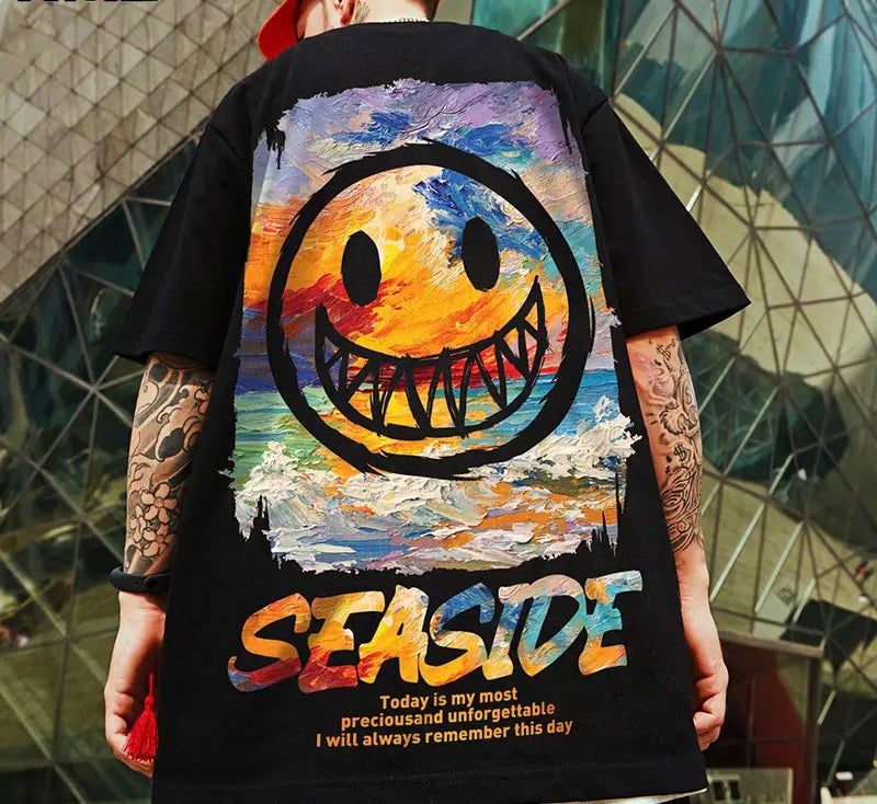 URBAN Style Oversized Hip Hop T Shirt for Men - SEASIDE