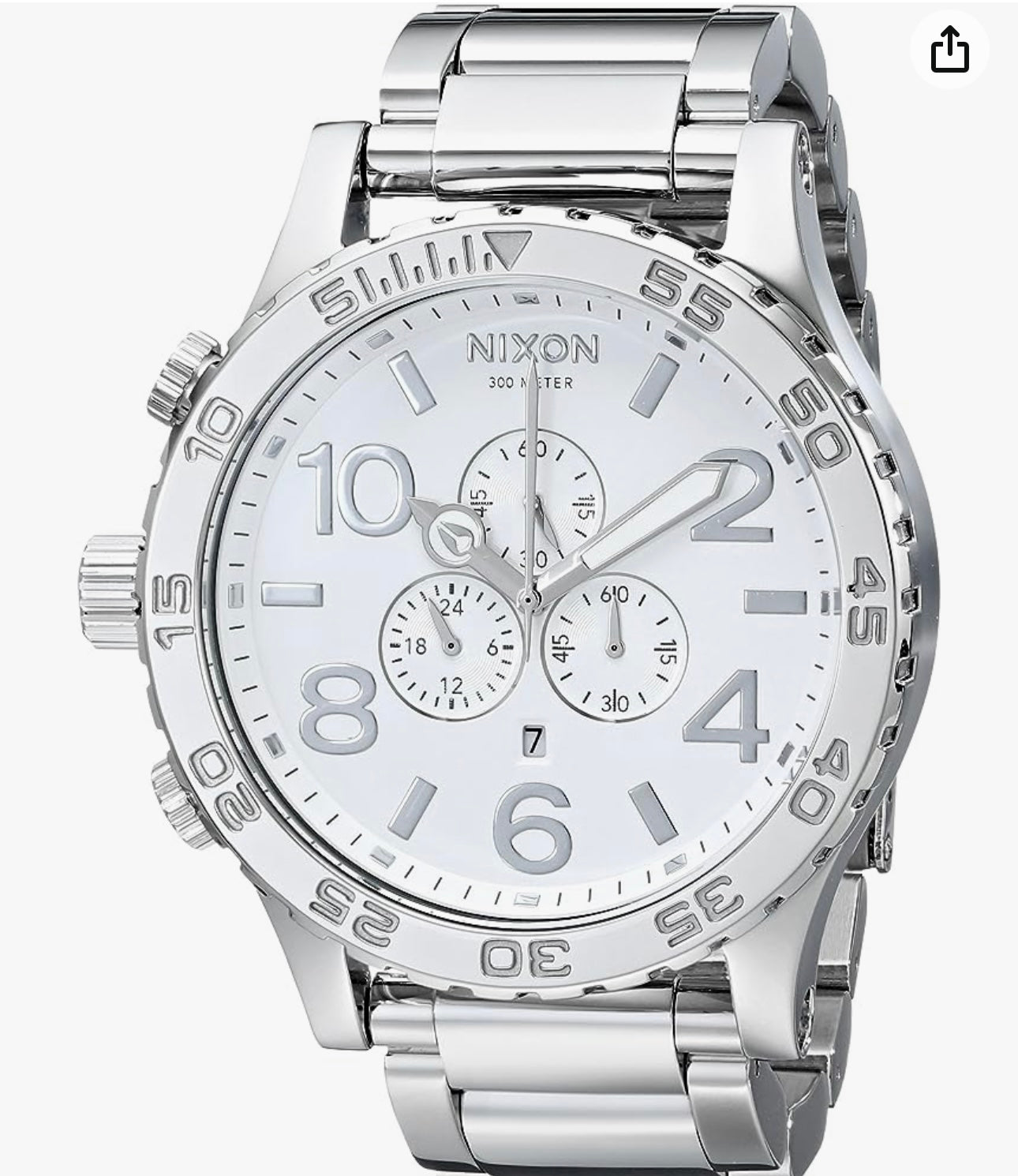 Nixon 51-30 Chrono.  HIGH POLISH WHITE.  Water Resistant Men’s Watch (XL 51mm Watch Face/ 25mm Stainless Steel Band)