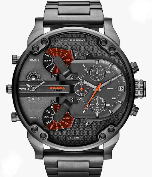 Diesel Mr. Daddy 2.0 Men's Watch with Oversized Chronograph Watch Dial and Stainless Steel, Silicone or Leather Band