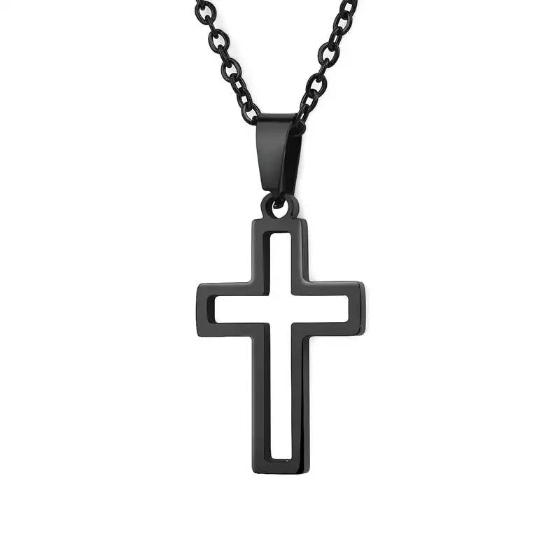 Cross Pendants With Chain for Men & Woman - colours Gold,Silver,Black