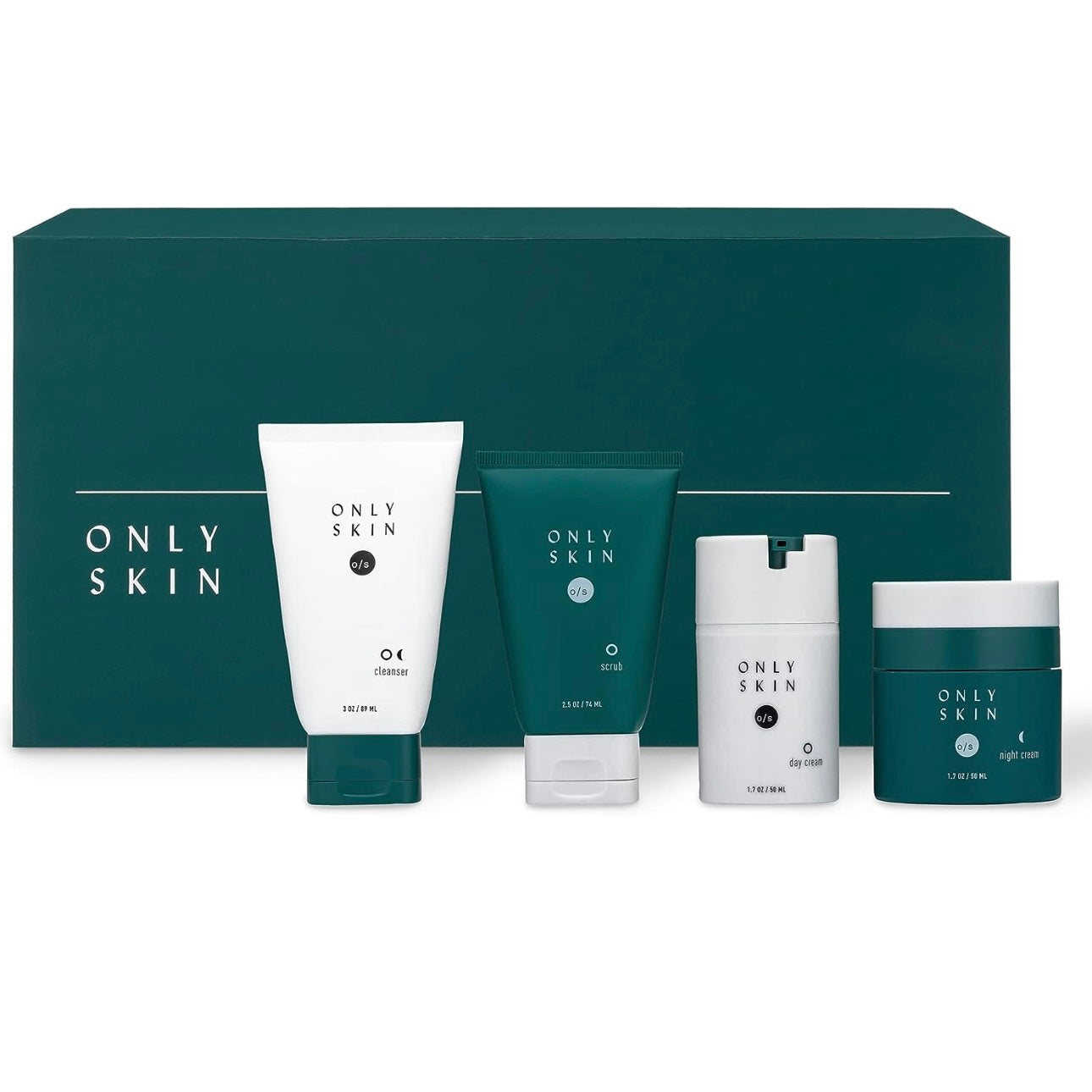Only Skin Men's Premium Skin Care Kit, 5-Piece, Face Cleanser, Face Scrub, Eye Serum, Day & Night Moisturizer Gift Set for Men