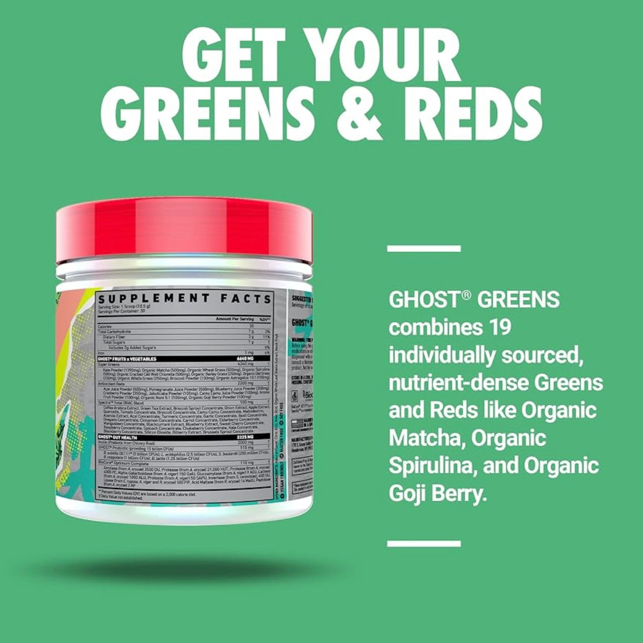 GHOST Greens Superfood Powder, Lime - 30 Servings