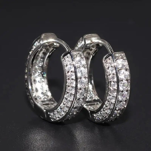 Iced Out Huggie Hoop Pierced Earrings Cubic Zirconia for Men & Woman - GOLD / SILVER